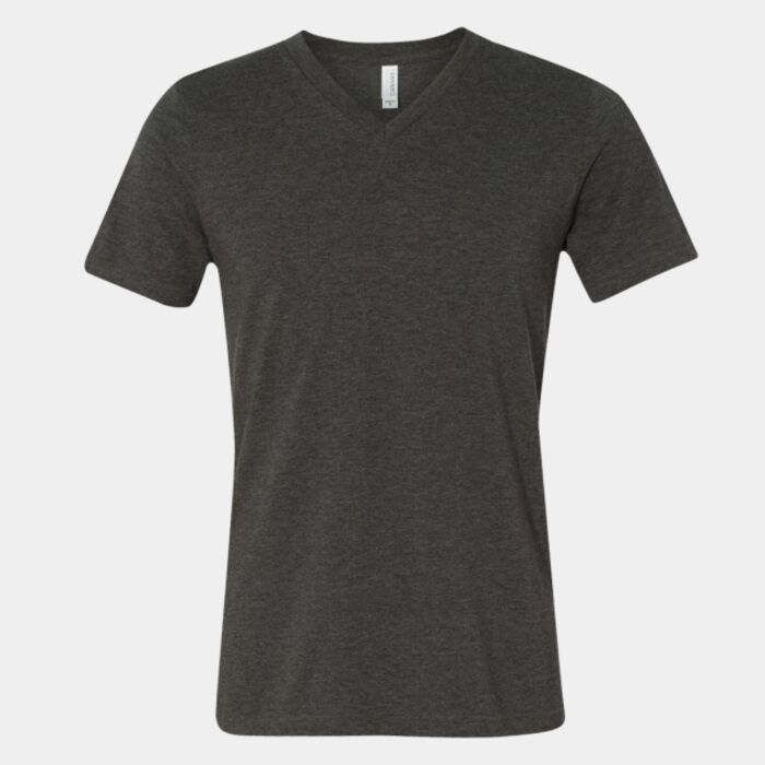 Unisex heather CVC short sleeve v-neck tee Thumbnail