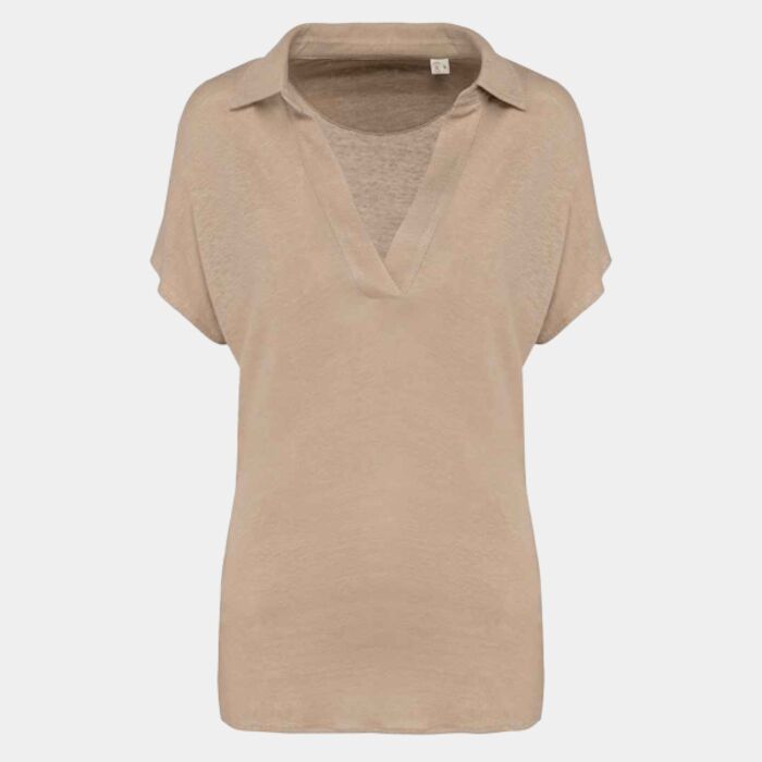 Native Spirit Ladies Linen Polo Shirt Thumbnail