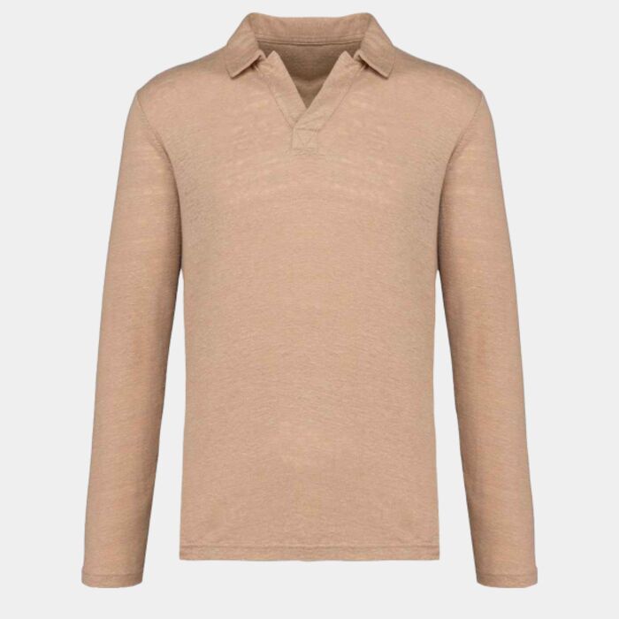 Native Spirit Long Sleeve Linen Polo Shirt Thumbnail