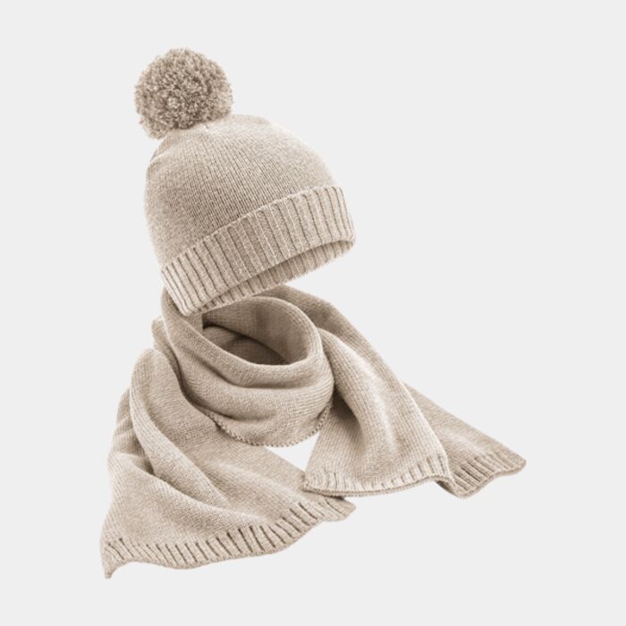 Knitted scarf and beanie gift set Thumbnail