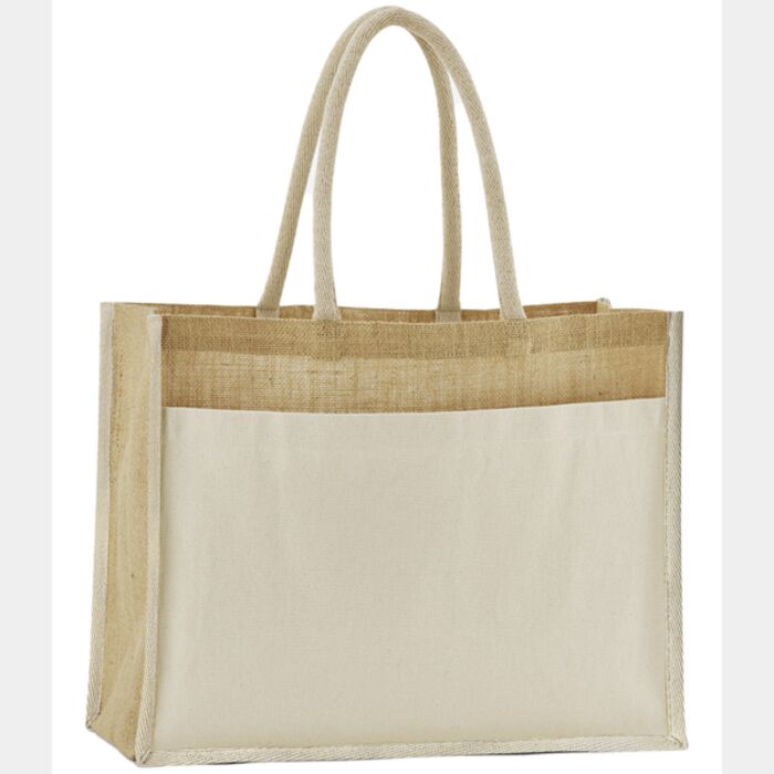 Westford Mill Westford Mill Cotton Pocket Natural Starched Jute Shopper W480 Westford Mill Cotton Pocket Natural Starched Jute Shopper Thumbnail