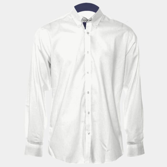 Tailored Fit Long Sleeve Premium Contrast Oxford Button Down Collar Shirt Thumbnail