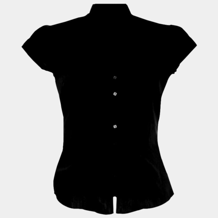 Tailored Fit Cap Sleeve Mandarin Collar Blouse Thumbnail