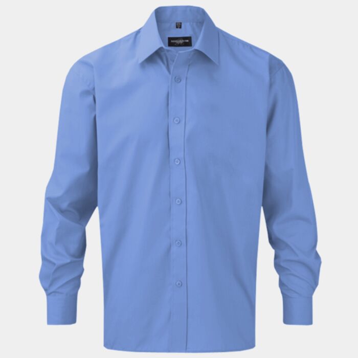 Men's Long Sleeve Tailored Polycotton Poplin Shirt Thumbnail