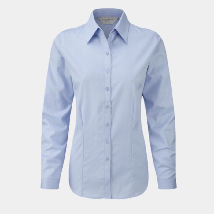 Russell Collection Ladies Long Sleeve Herringbone Shirt Thumbnail