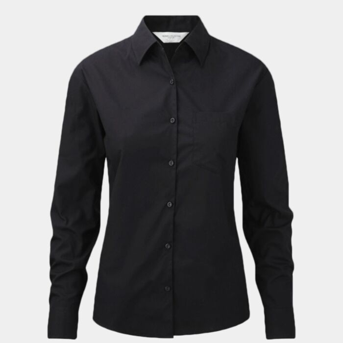 Russell Collection Ladies Long Sleeve Easy Care Cotton Poplin Shirt Thumbnail