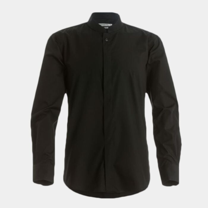 Kustom Kit Long Sleeve Tailored Mandarin Collar Shirt Thumbnail