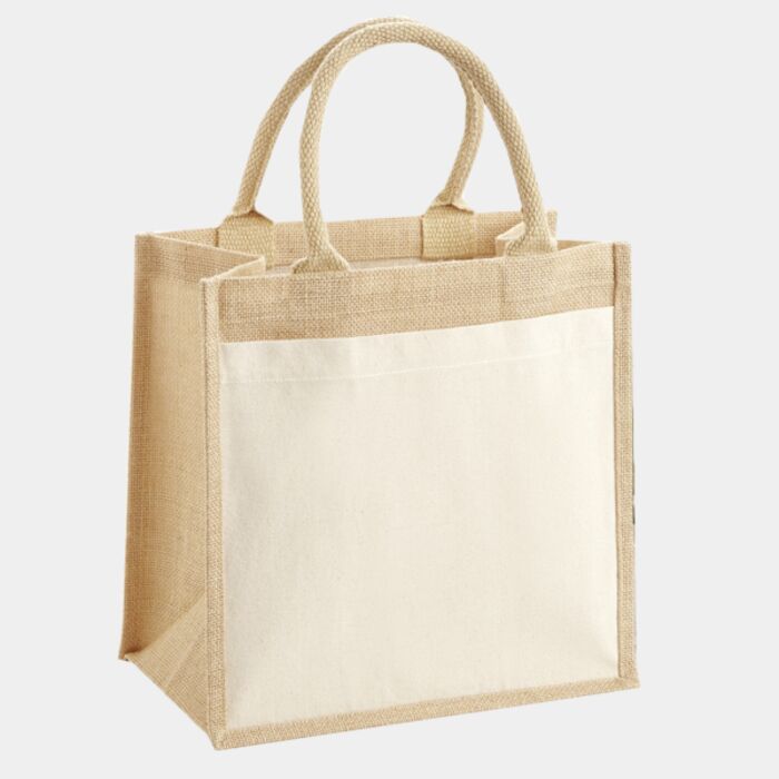 Cotton Pocket Jute Midi Tote Thumbnail