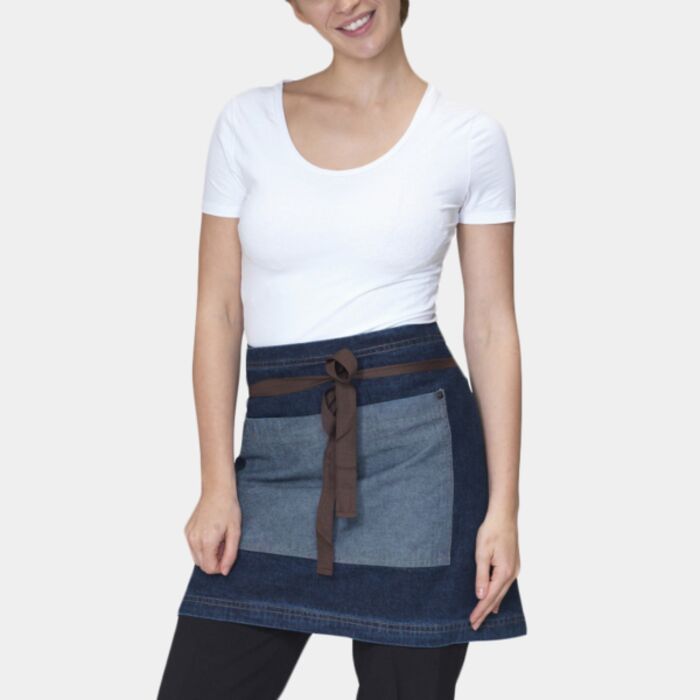 Washed Denim Contrast Waist Apron Thumbnail