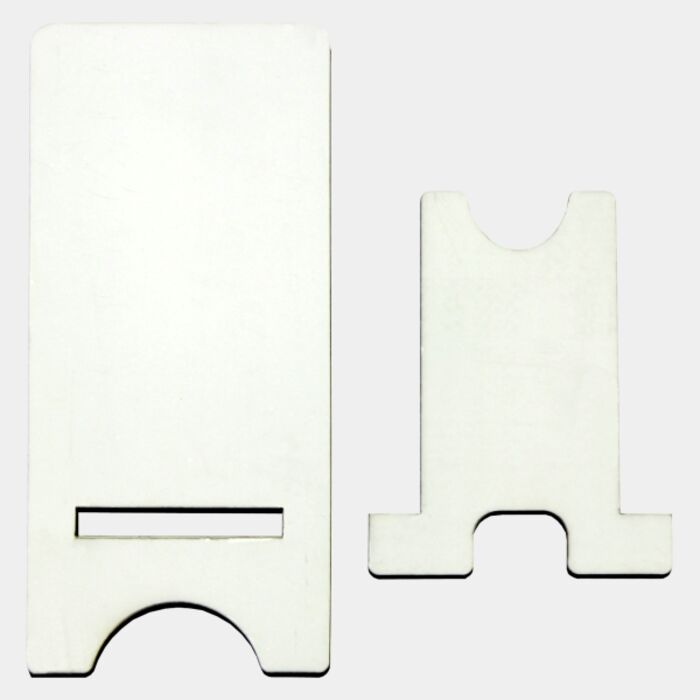 ImageStand Phone Stand for Small Smartphones, Flat top, White Gloss Hard Board with Black Back. Thumbnail