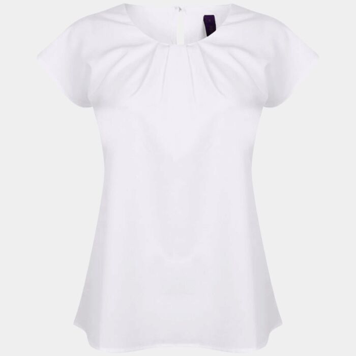 Women's pleat front short sleeve blouse Thumbnail