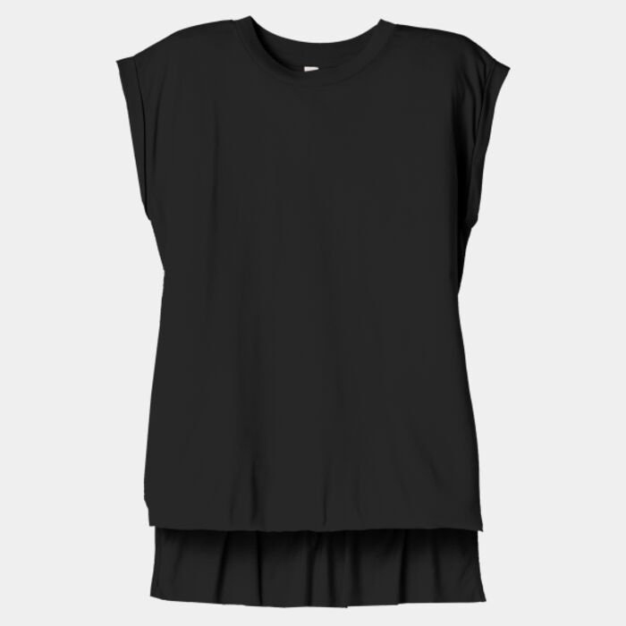 Bella Ladies Flowy Rolled Cuff Muscle T-Shirt Thumbnail