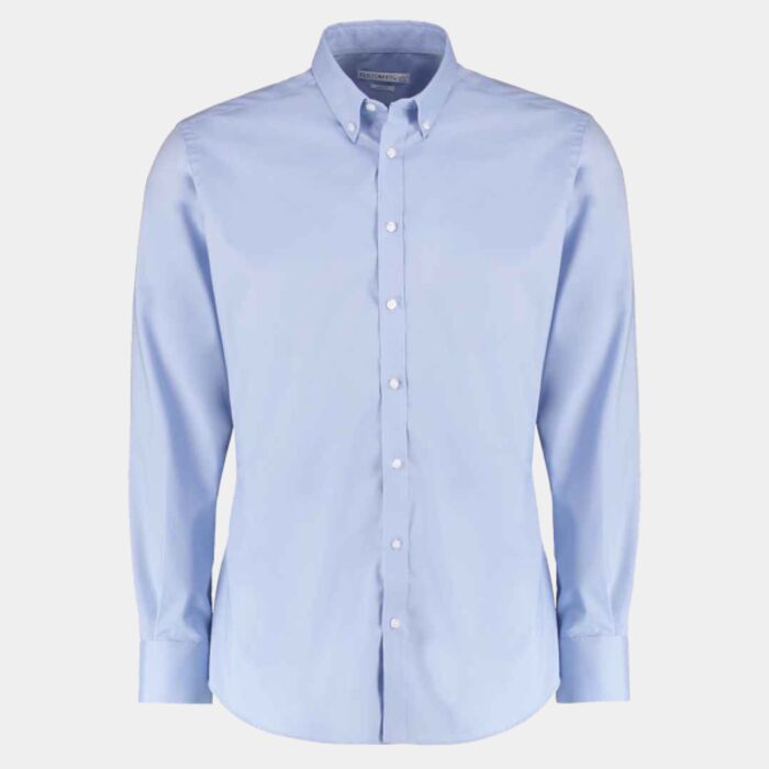 Kustom Kit Slim Fit Stretch Long Sleeve Oxford Shirt Thumbnail
