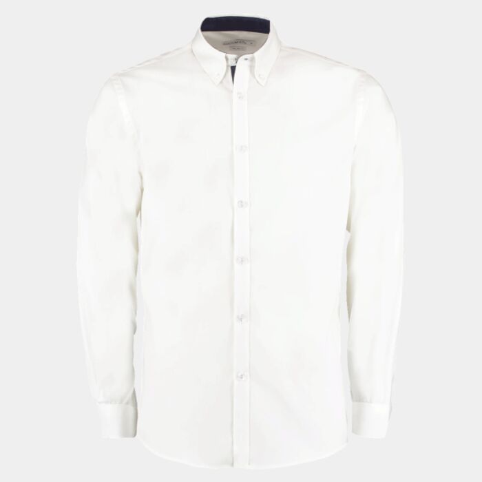 Kustom Kit Premium Long Sleeve Contrast Tailored Oxford Shirt Thumbnail