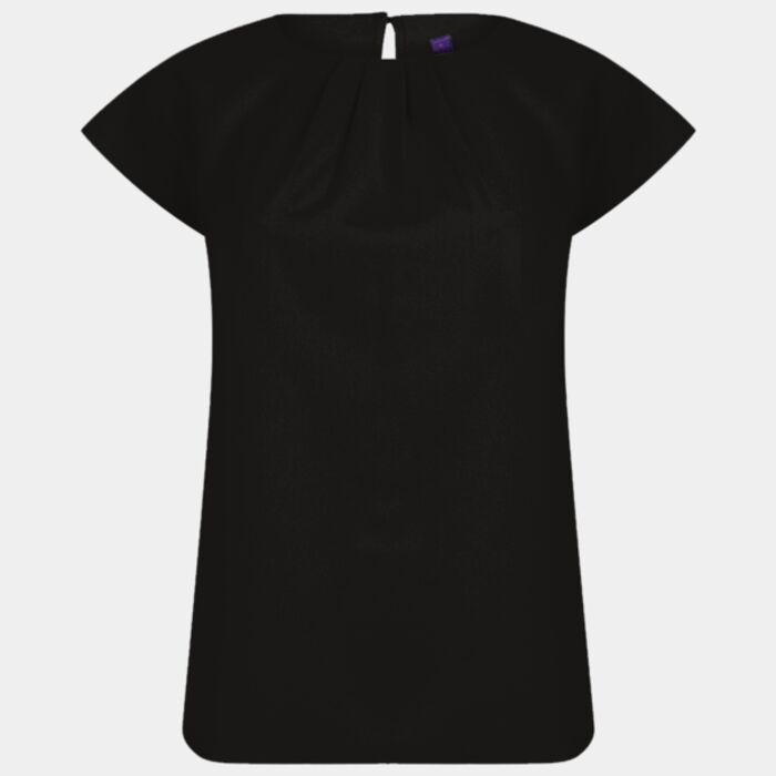 Henbury Ladies Pleat Front Short Sleeve Blouse Thumbnail