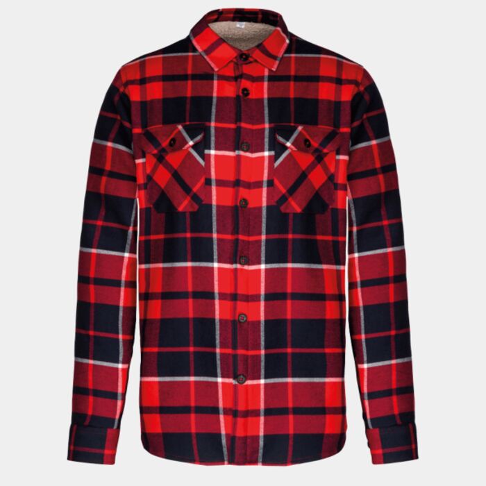 Sherpa-lined checked shirt jacket Thumbnail