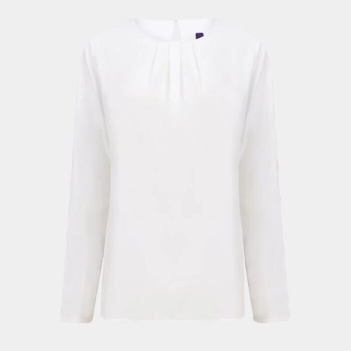 Women's pleat front long sleeve blouse Thumbnail