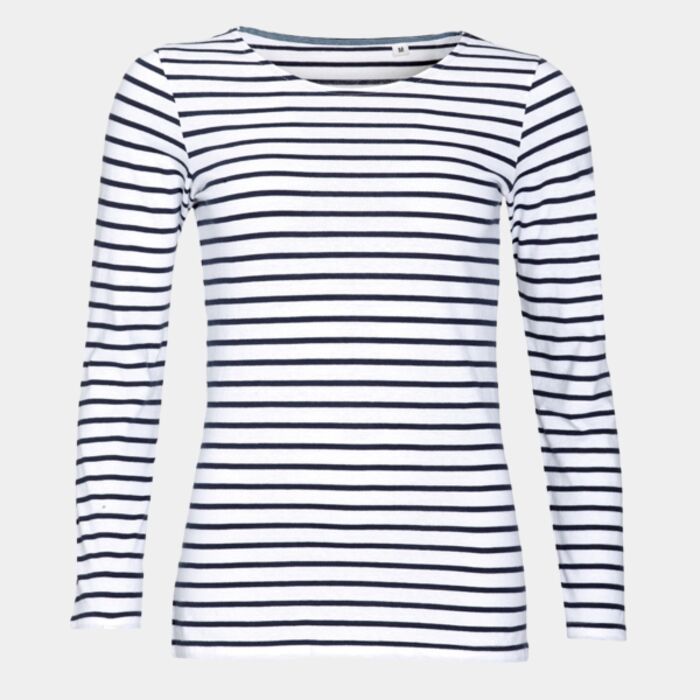SOL'S Ladies Marine Long Sleeve Striped T-Shirt Thumbnail