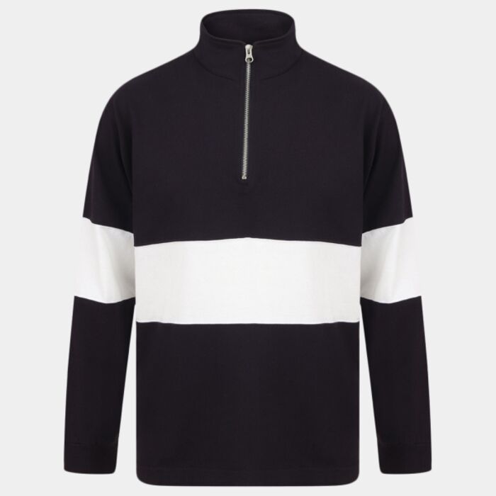 Front Row Panelled 1/4 Zip Neck Top Thumbnail