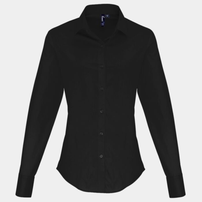 Women's stretch fit cotton poplin long sleeve blouse Thumbnail